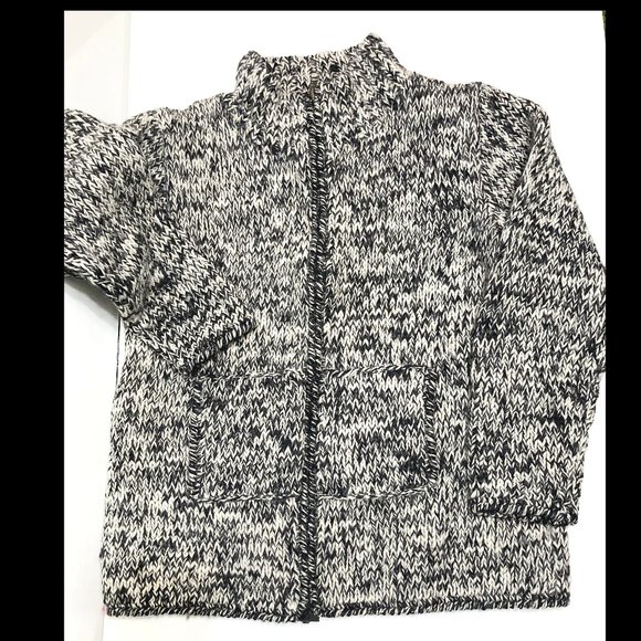 Beautiful French black & white wool zip sweater - Picture 1 of 6